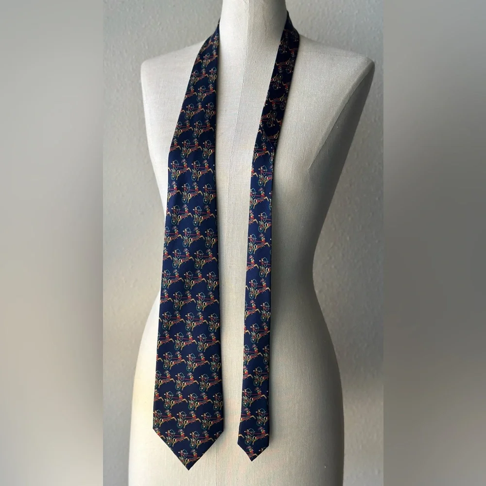 Vintage Neiman Marcus Designer Collections Silk Tie-Richel Equestrian - Picture 7 of 10